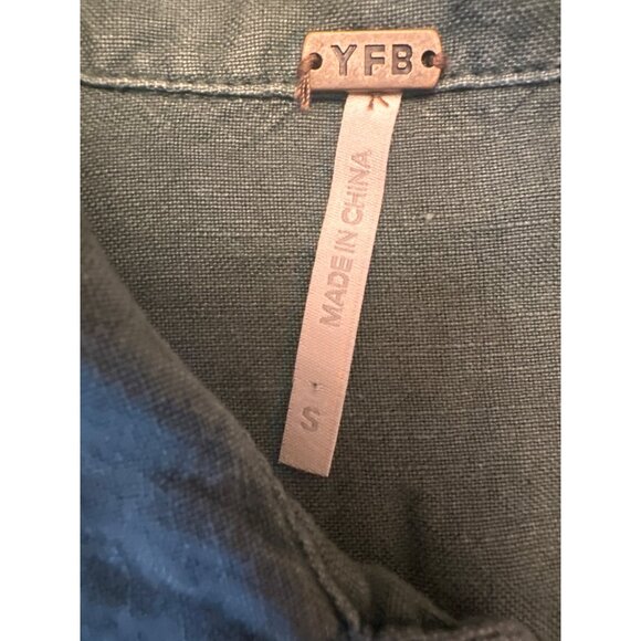 YFB Free People Beach  Green Utility Button-Up Romper Pockets Size S - Picture 2 of 5